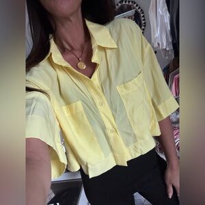 Women's Yellow Button-Up Blouse